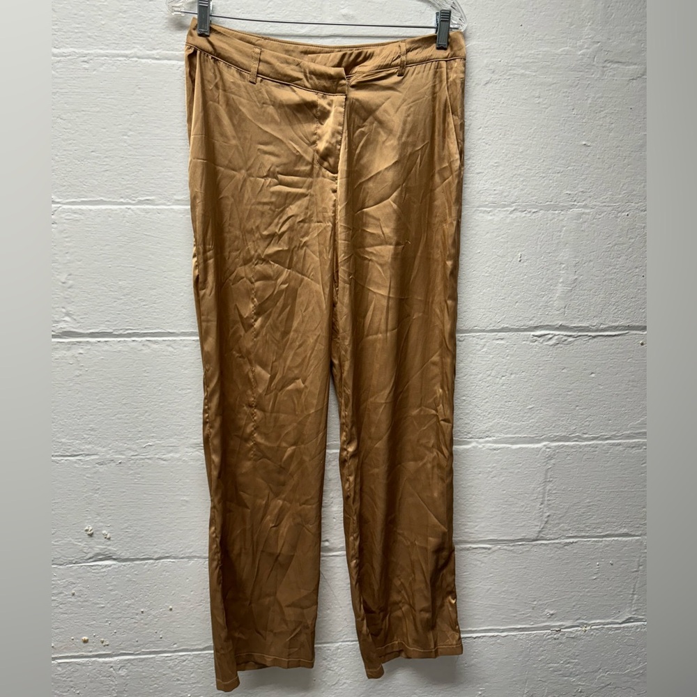 Princess Polly Gold Satin Flowy Pants